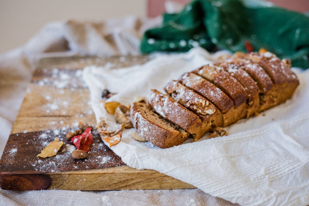 Brown Bread on White Textile